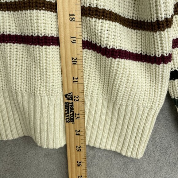 Gap Women's L Striped Sweater Cream Multicolor Cotton Ribbed Knit  M0491 - Picture 4 of 10